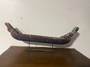 Vintage Canoe Boat Replica Bali Perahu Gaja Balinese Traditional Wood Stand 34"